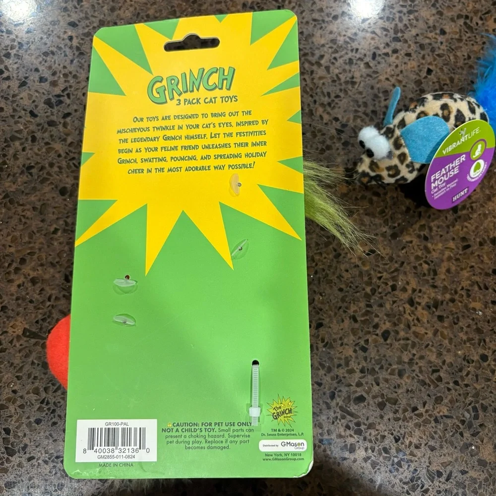 ‼️5 FOR $15‼️ NWT 2 Christmas Grinch and Mouse Cat Toys